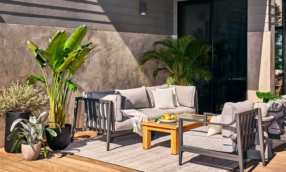 Charcoal Aluminum Outdoor Sofa with Armchairs