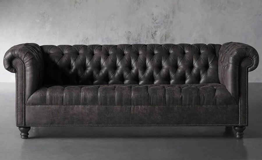 Berwick Faux Leather Sofa in Norre Steel Color