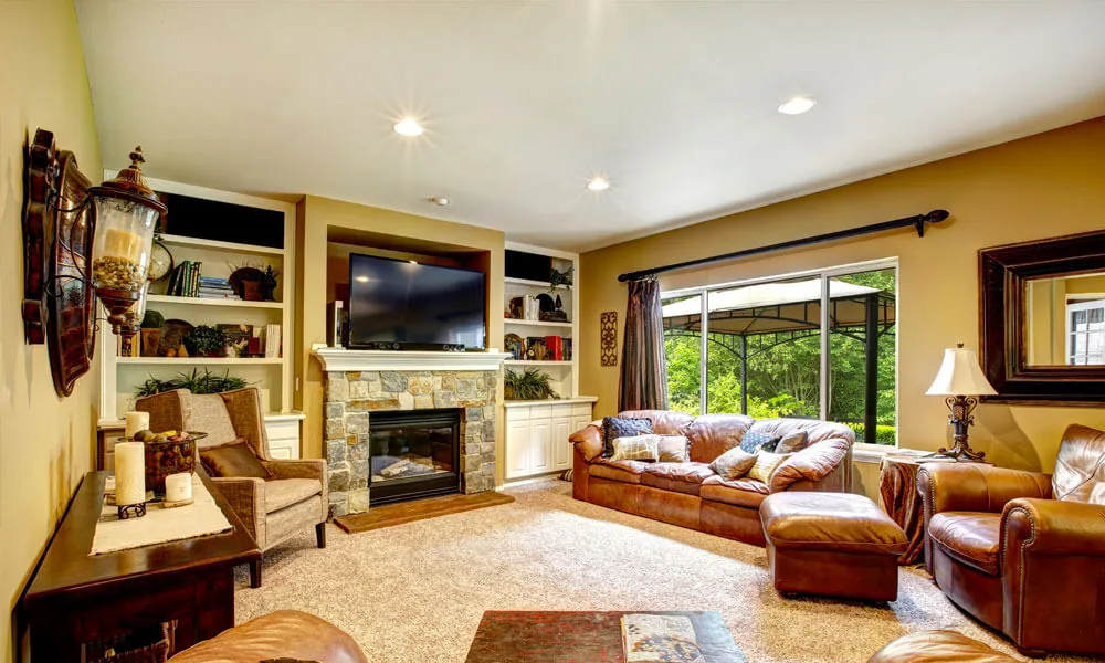 Sandy Shades with Leather Sofa