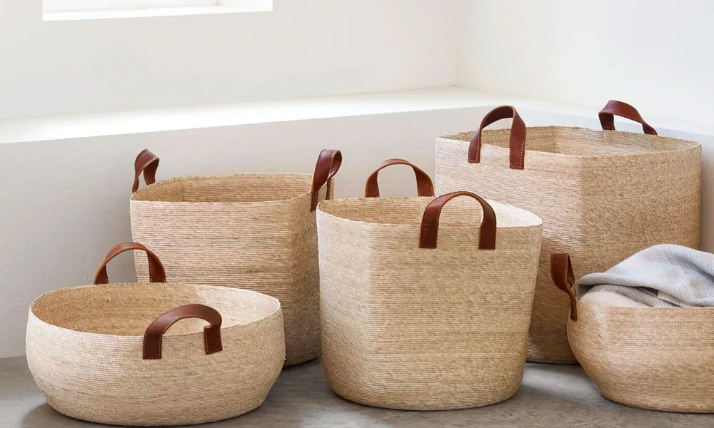 A set of handcrafted pal leaves Storage Baskets