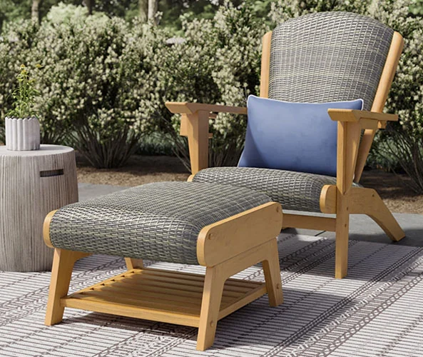 Outdoor Adirondack Chair With Cushions and Ottoman
