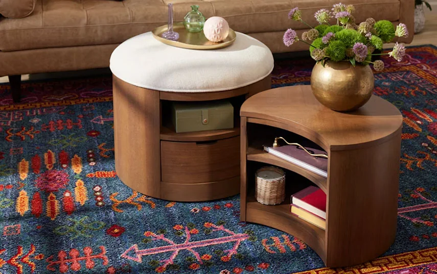 Ottoman coffee table with storage - set of 2