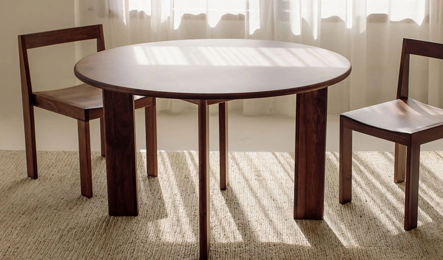 Frame Round Dining Table with Two Chairs