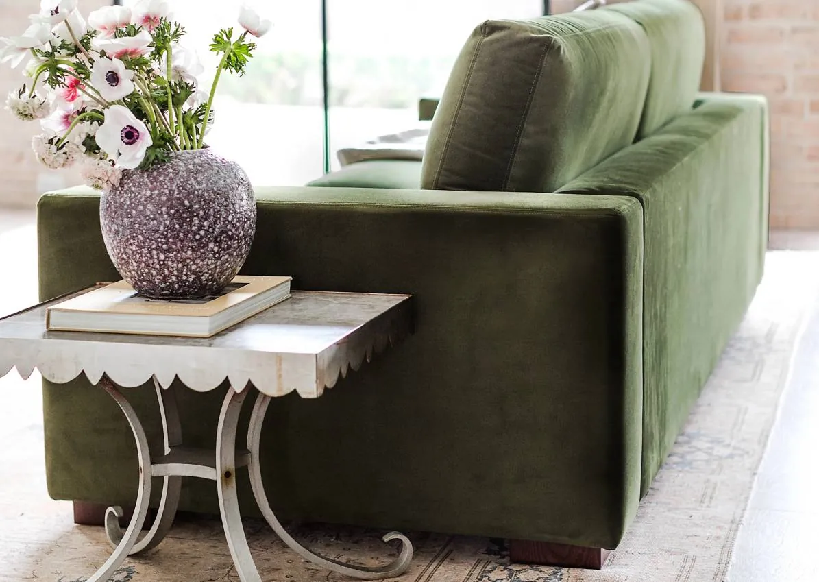 Barton Sofa in Olive Velvet by Albany Park