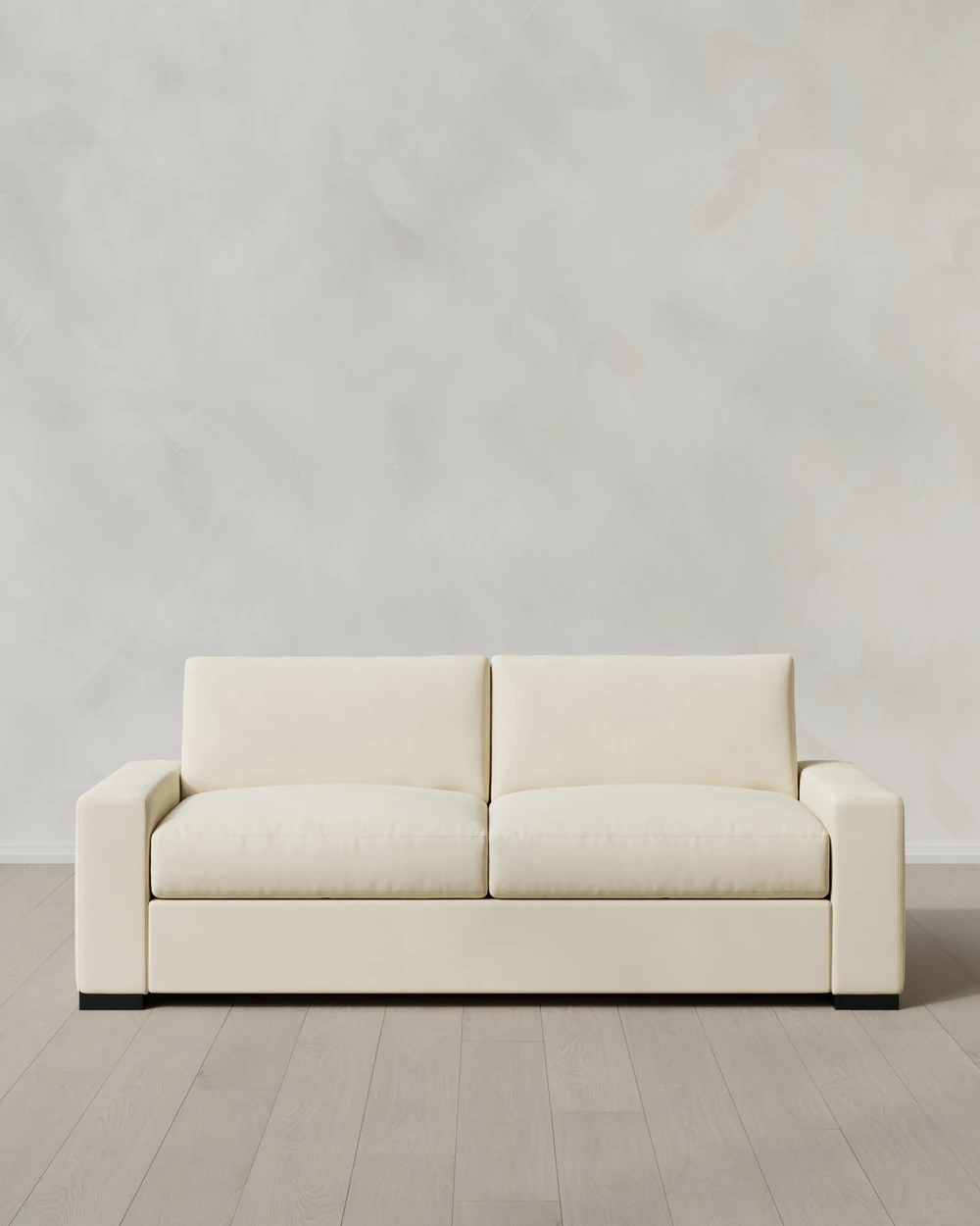 Quince Stillman performance velvet sofa in ivory