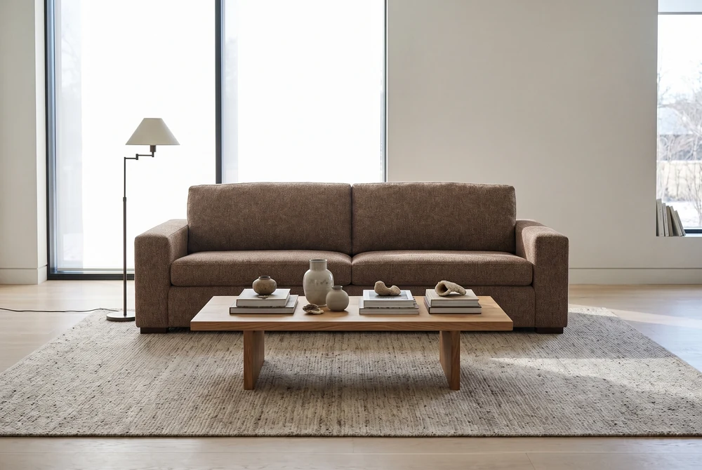 Albany Park Barton sofa in brown chenille in a sunlit living room