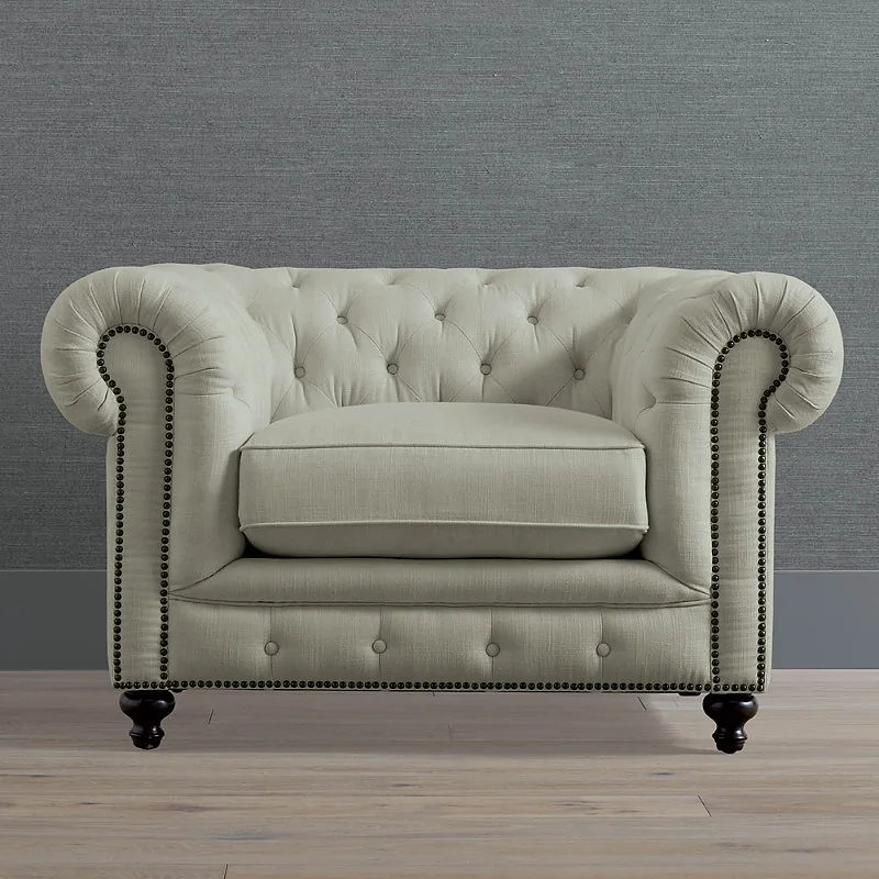 Logan Chesterfield Lounge Chair - Topaz Cosima - Frontgate