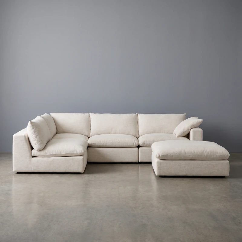 Dawson Chaise Sectional Sofa With Ottoman