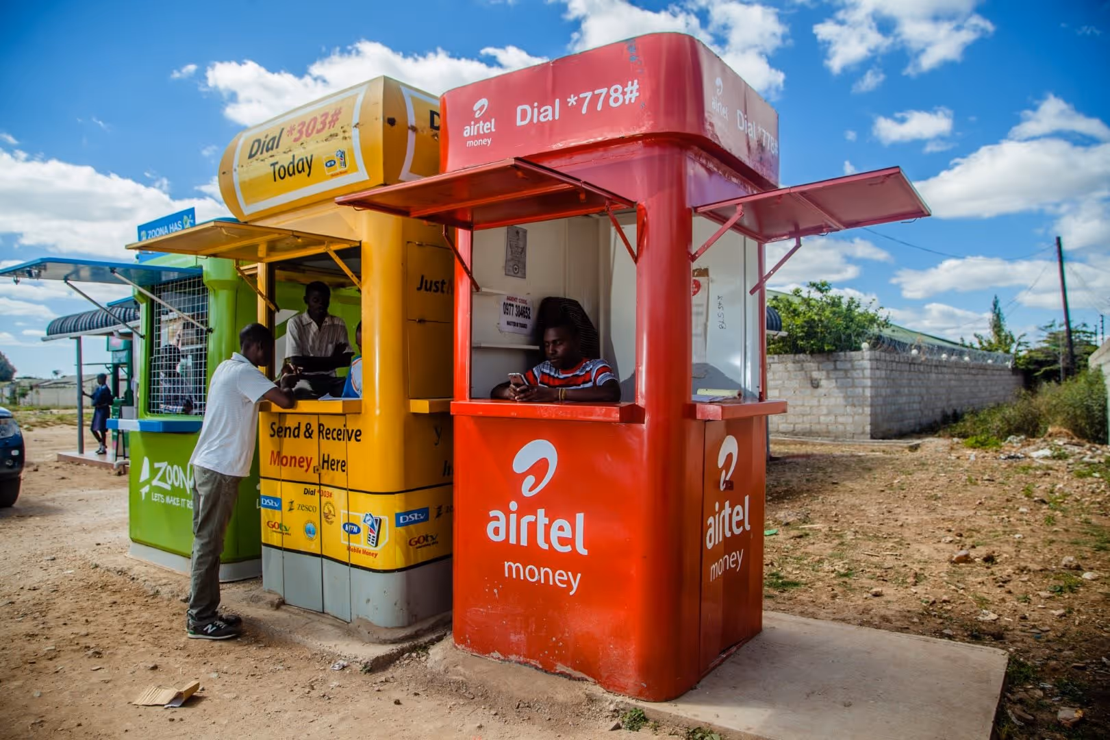 Mobile money booths in Lusaka, Zambia