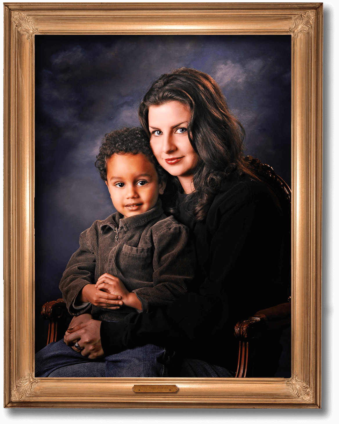 A fine art portrait of a mother and son