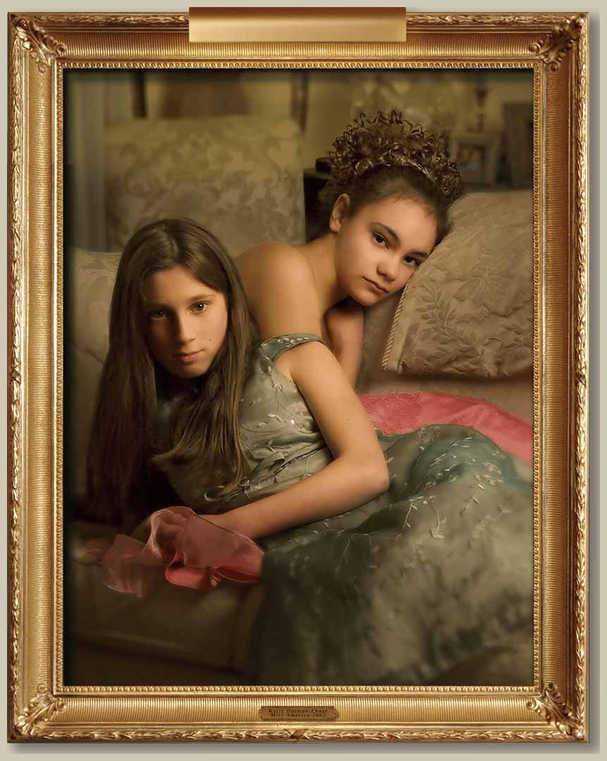 A fine art portrait of two sisters