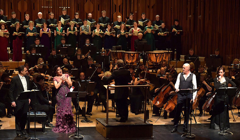 Lidia Vinyes Curtis on stage during Barbican Hall conducted by Josep Pons