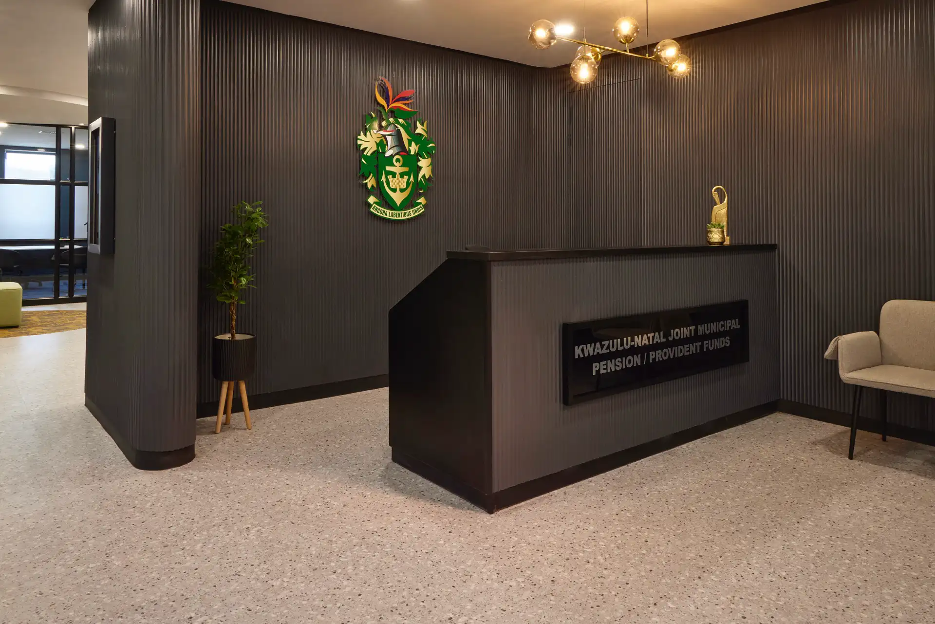 Installation of Aggregate - Sardegna vinyl at the Natal Joint Municipal Pension Building.