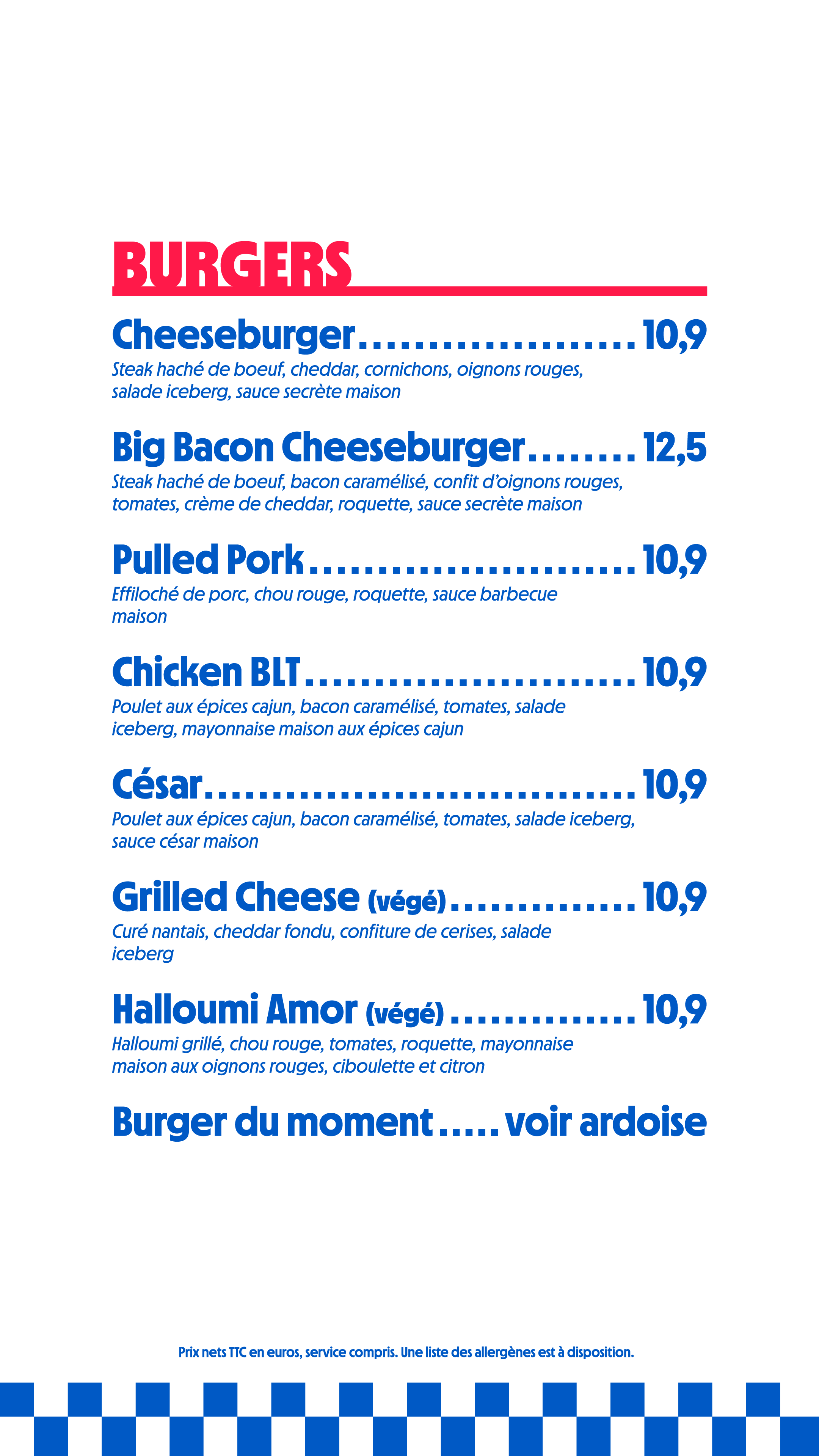 Menu burgers Back Bay Nantes – quai Turenne