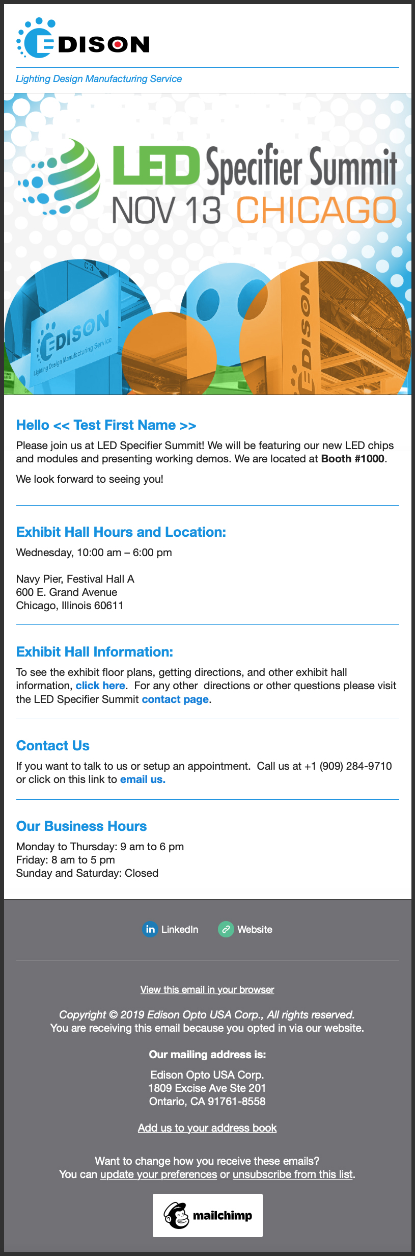 LED Specifier Summit Invite Email Campaign