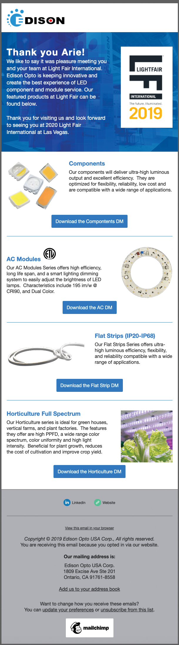 LFI Thank you  Email Campaign