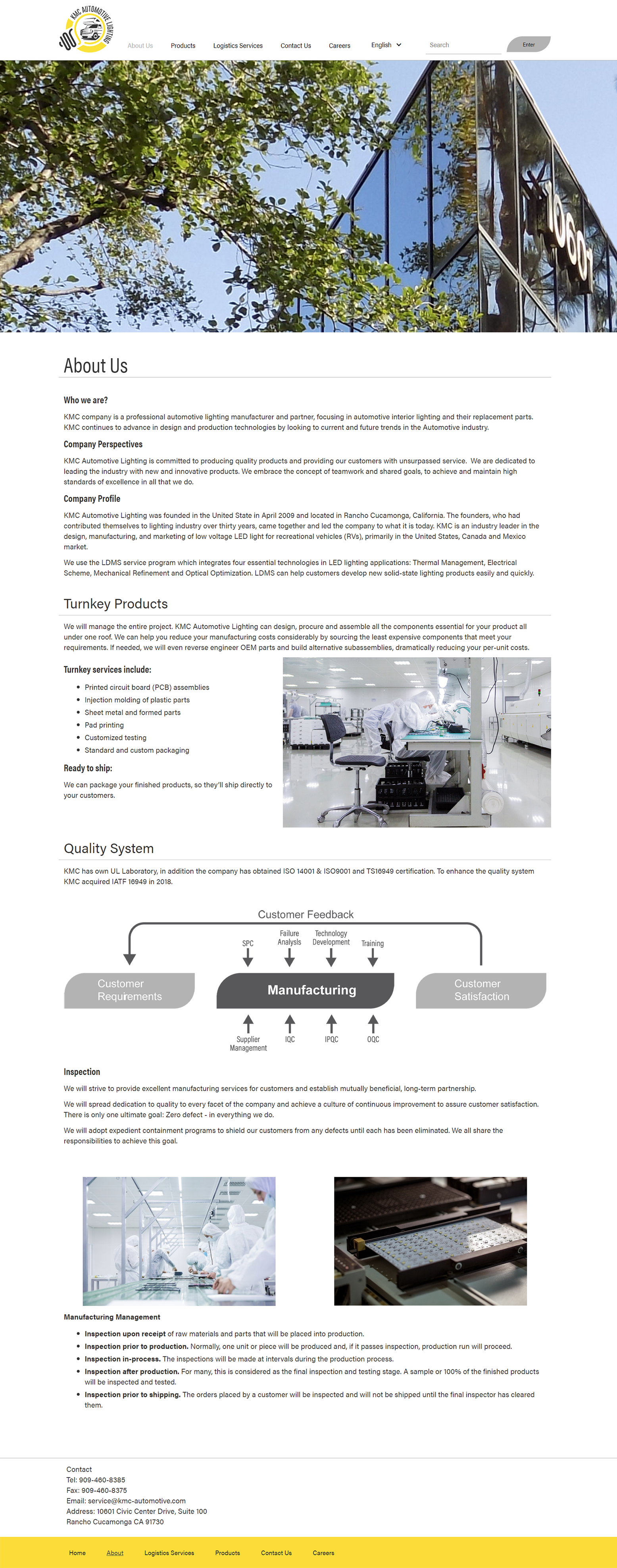 KMC Automotive Lighting Website About Us Page