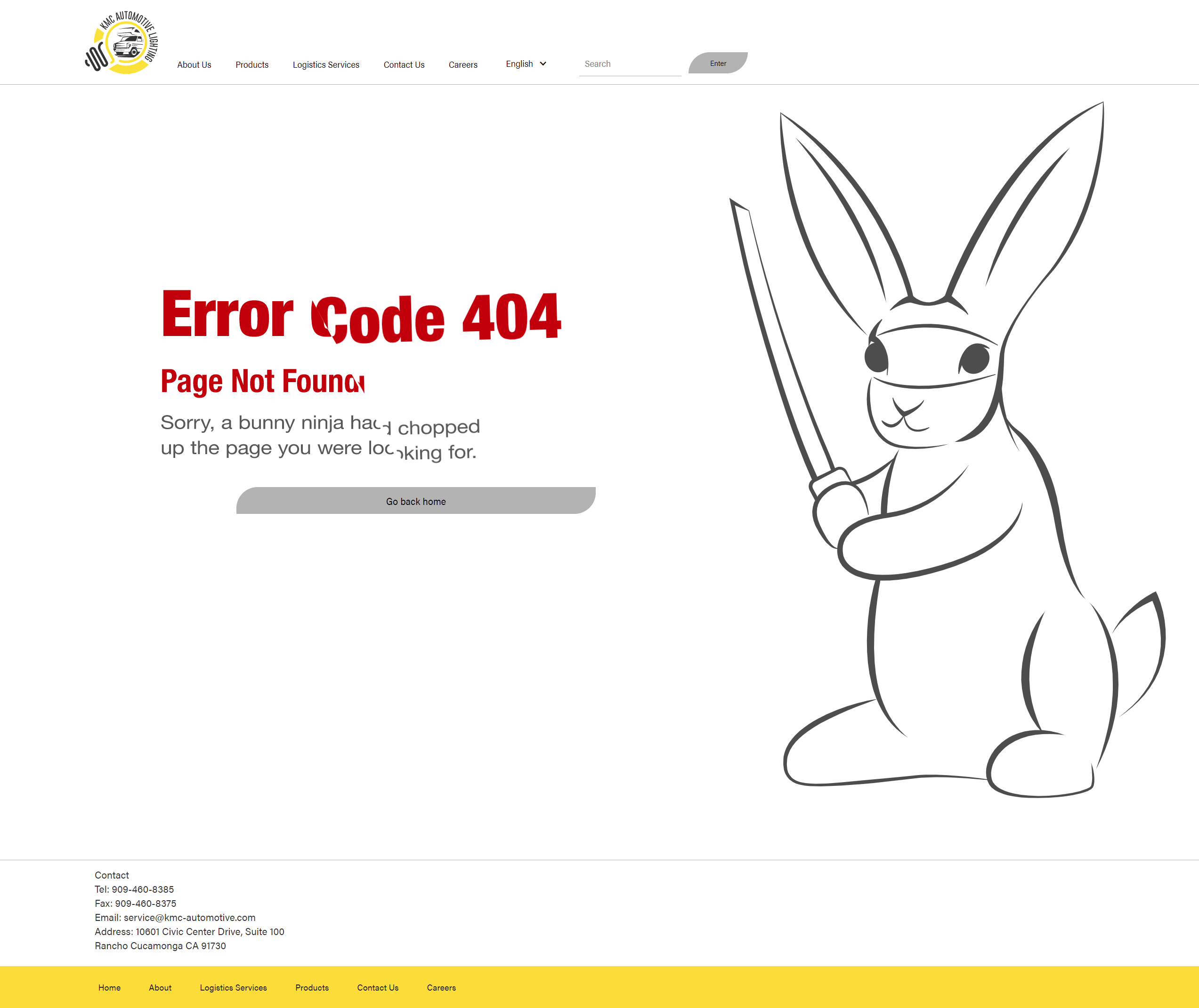 KMC Automotive Lighting Website 404 Page