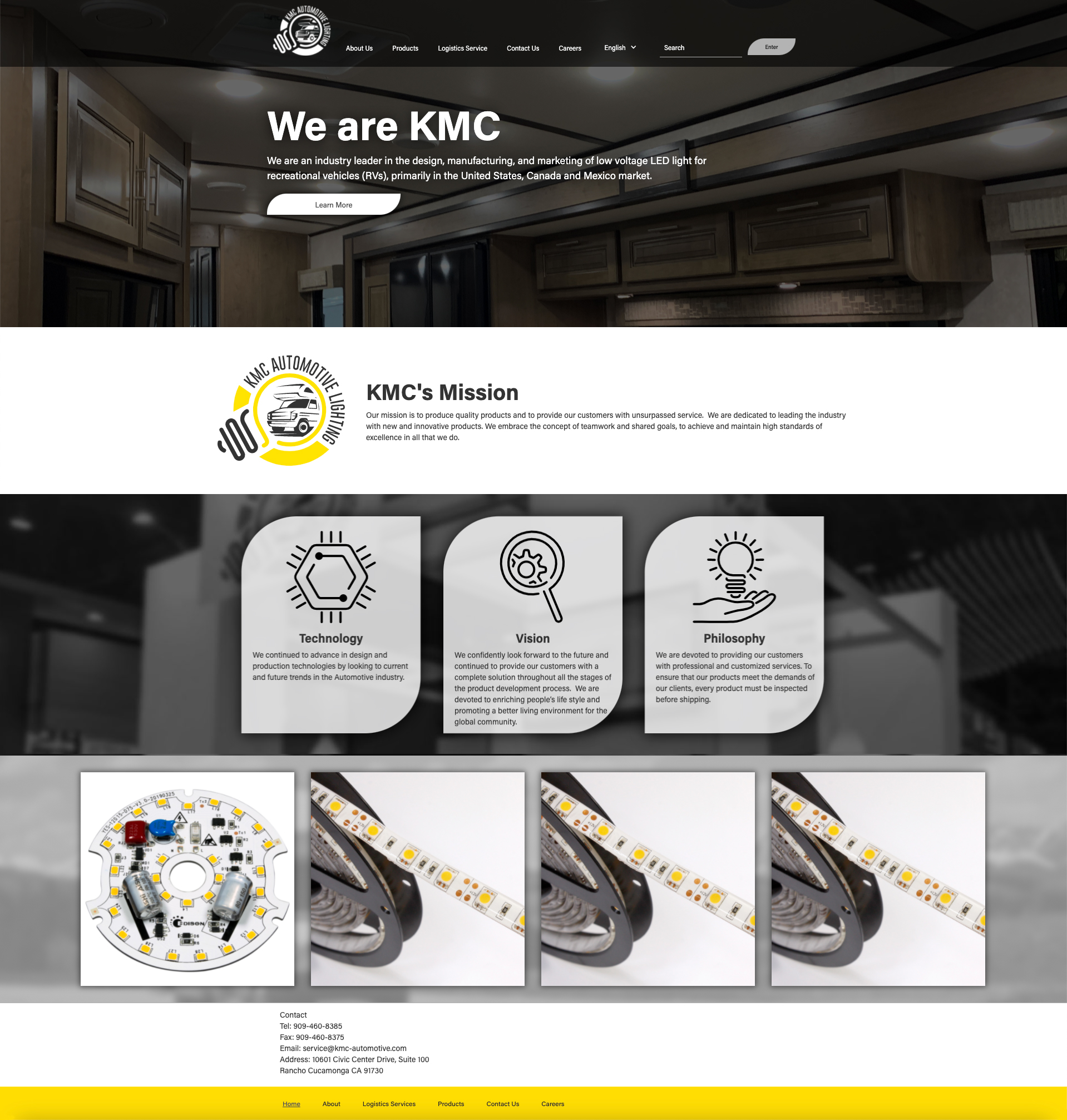 KMC Automotive Lighting Website Home Page