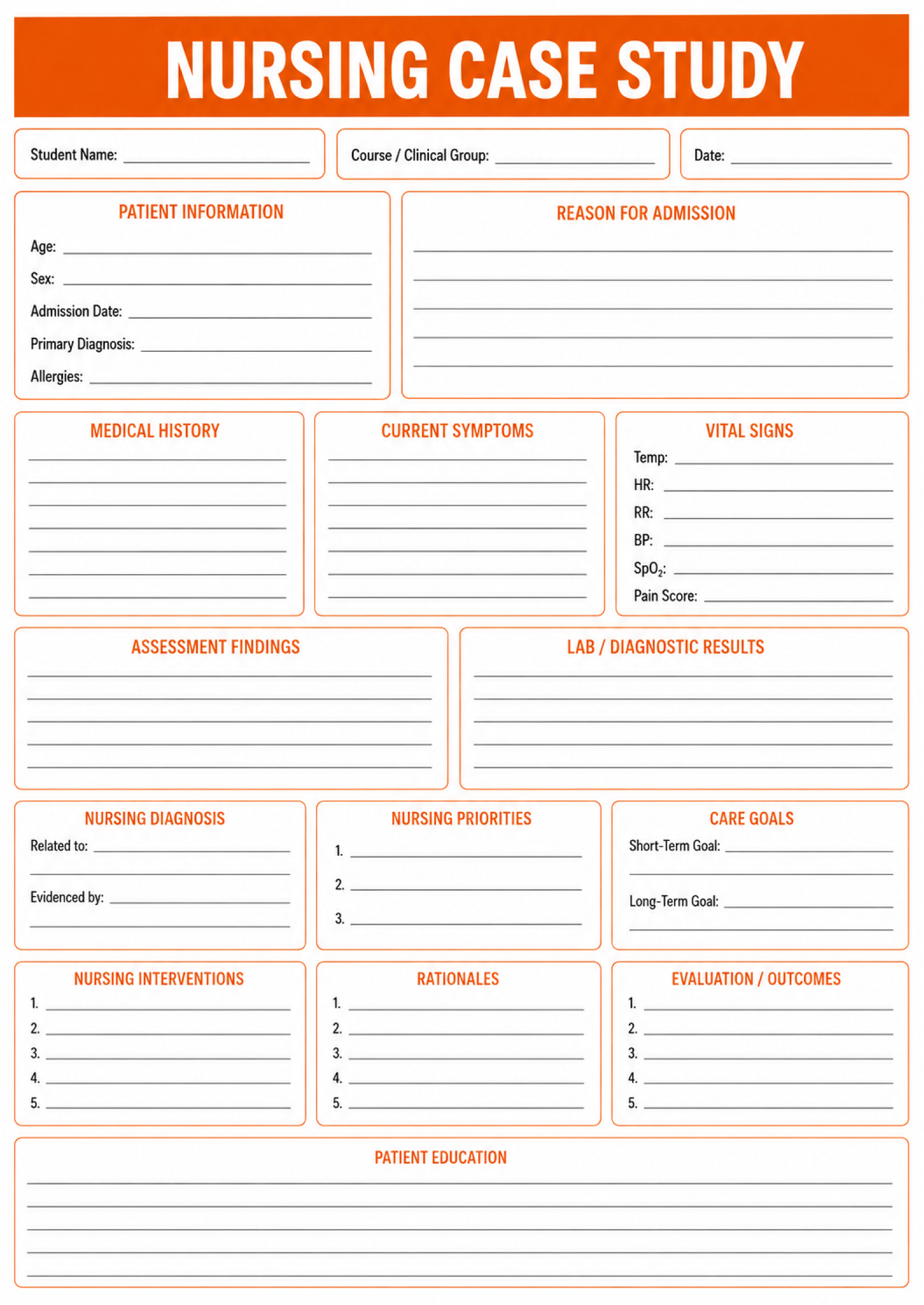 Nursing Case Study Template