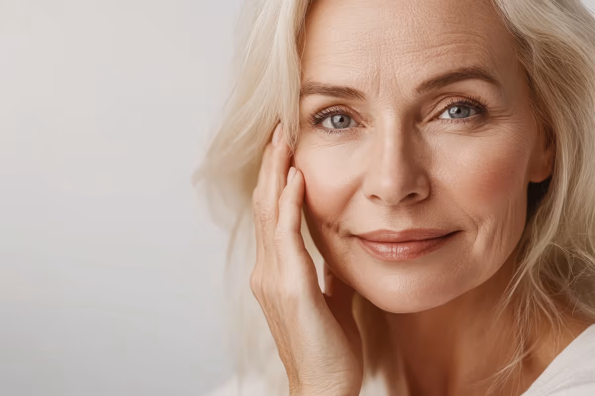 A beautiful older woman with blonde hair