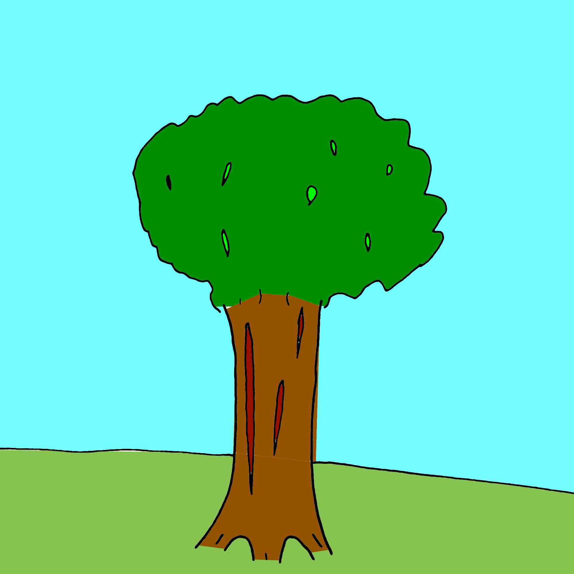 a cartoon of a tree that was planted 20 years ago