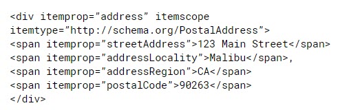 An example of schema markup
