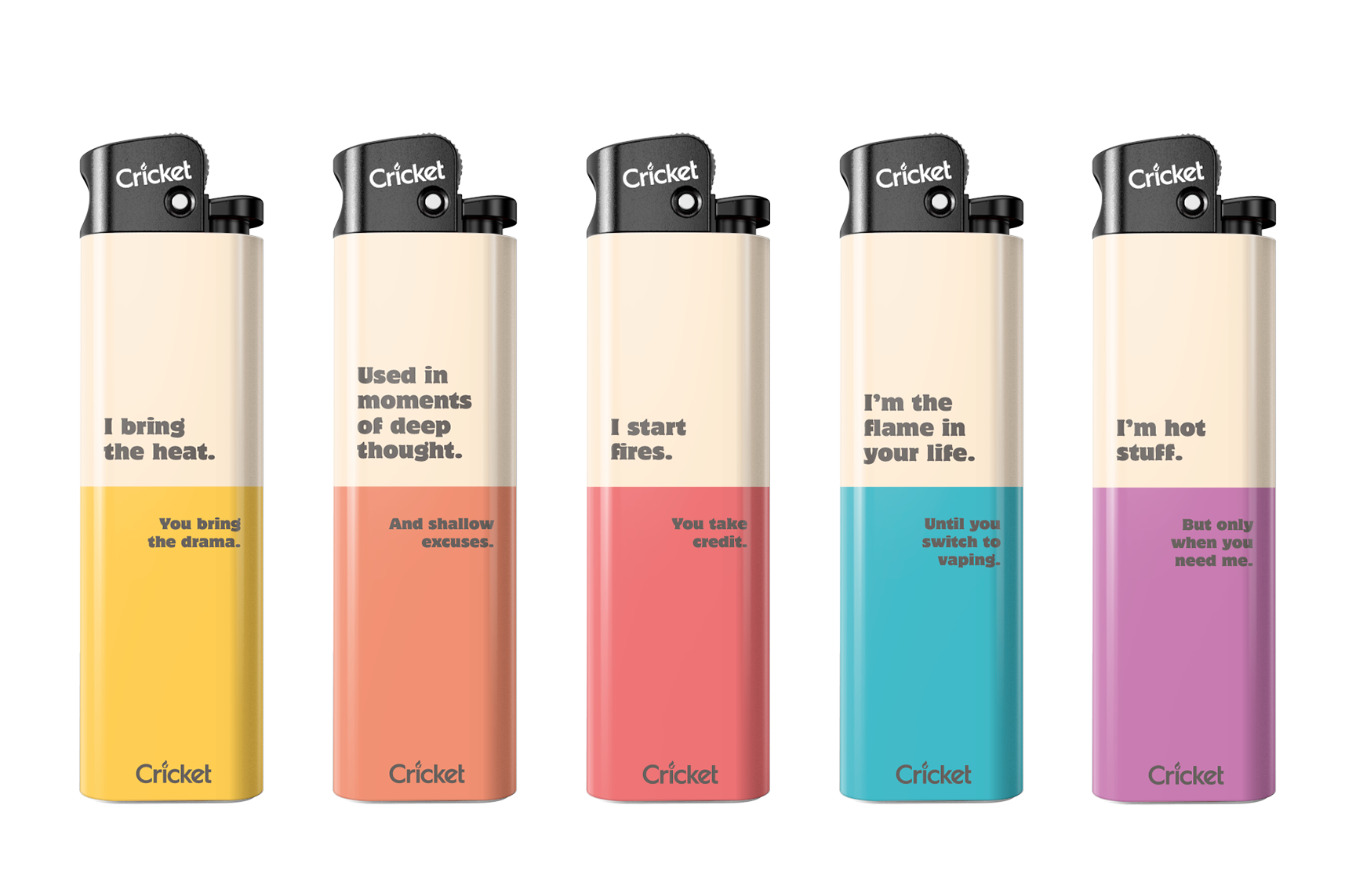 La collezione Period è un gruppo di 10 accendini che parlano. Ognuno di essi trasmette una verità incisiva. Sono colorati, sfacciati e sinceri senza remore riguardo alla vita di un accendino. Spesso smarriti, sempre amati e mai solo uno strumento, questi modelli sono qui per creare connessioni.