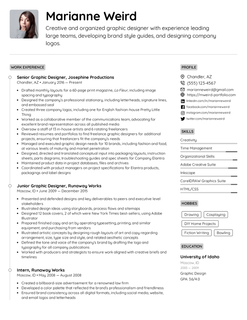 How to Explain Employment Gaps - 5fa2e98e7a58ee2cc5006e57 Example Graphic Designer Resume P 800 