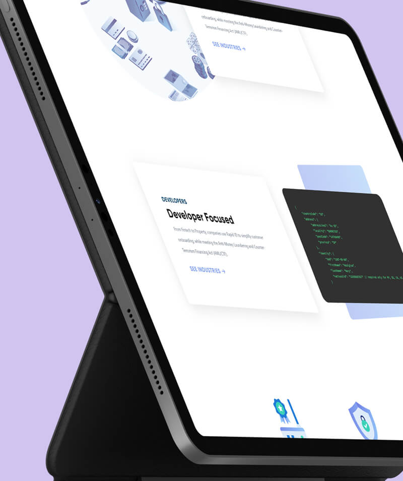 RapidID web design on a tablet