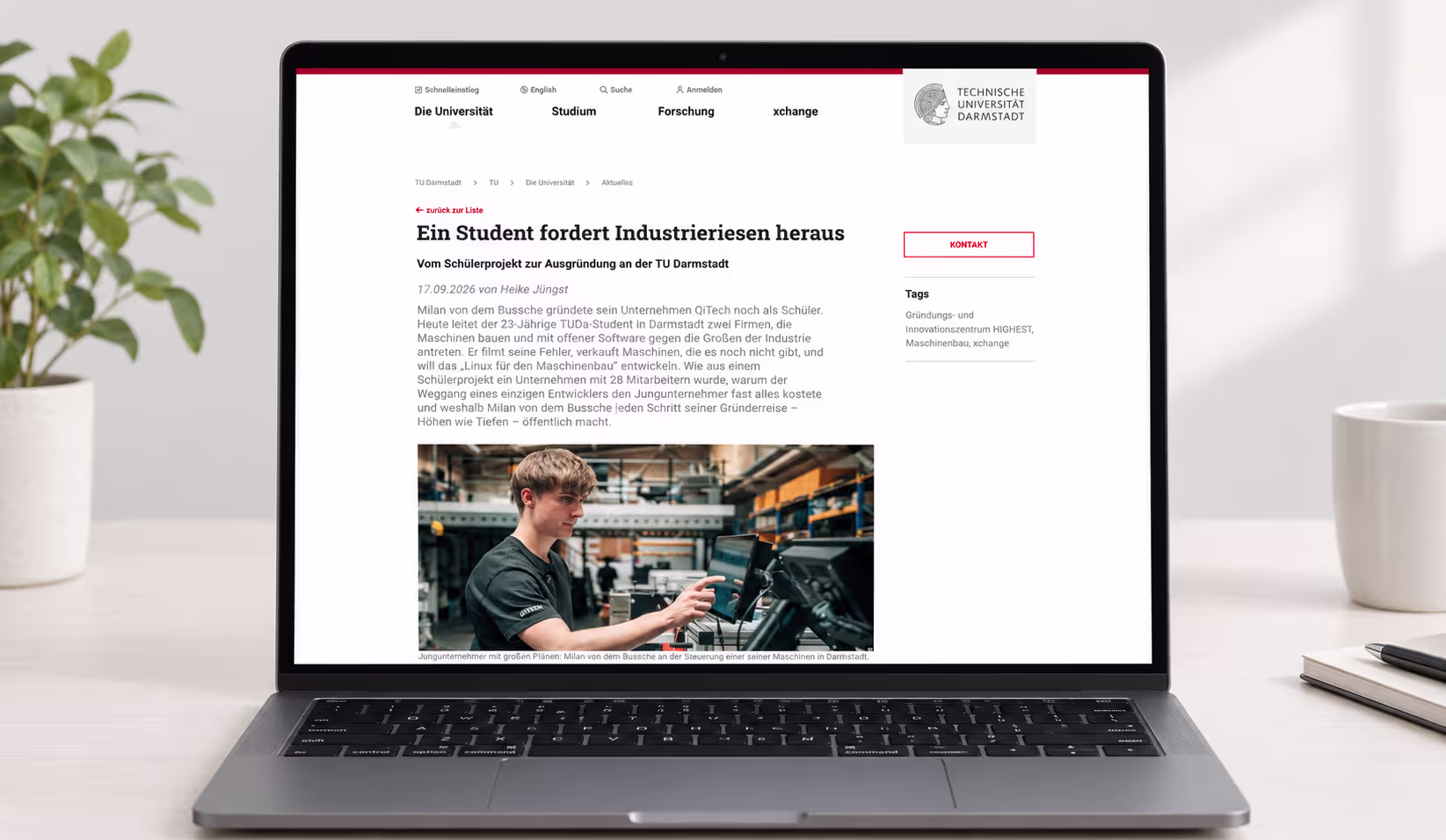 TU Darmstadt mentioned us in its university blog: From a recycling idea to a production line & our new automation software