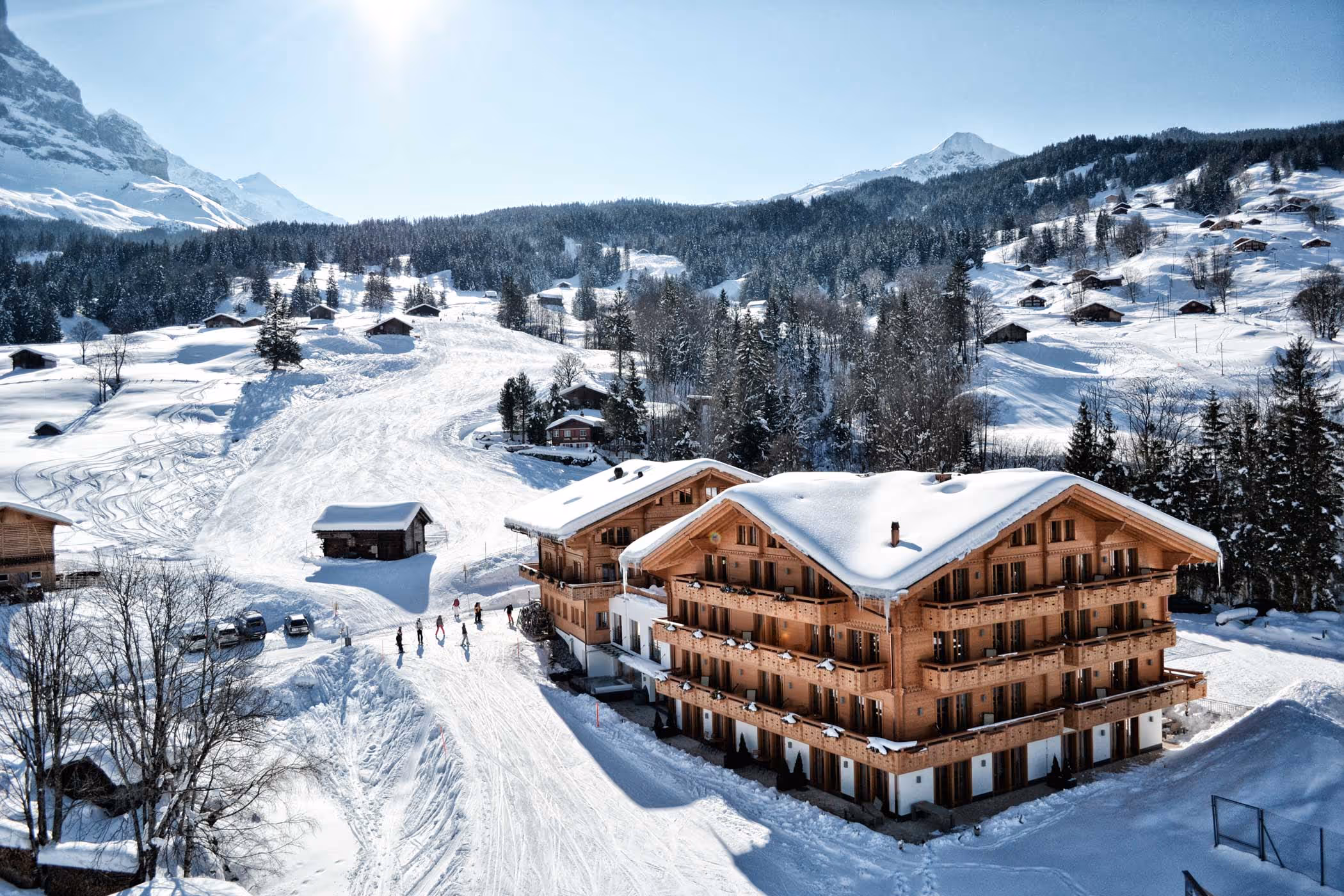 image qui visualise un écran de macbook pour présenter la nouvelle création du site web de l'hôtel aspen de grindelwald en suisse. le site web a été réalisé par l'agence webflow webflowhotel en suisse