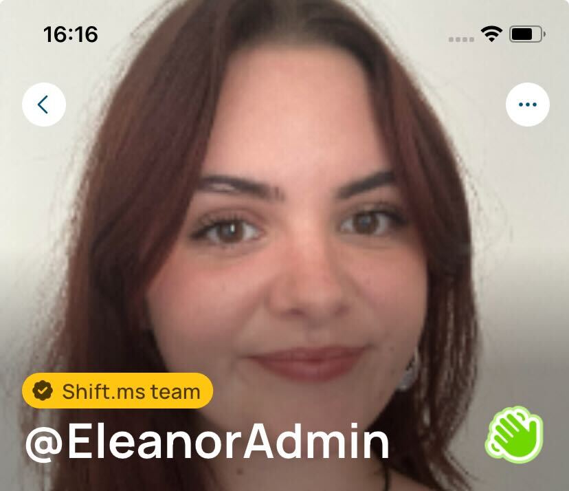 Shift.ms team members have a badge on their profile.
