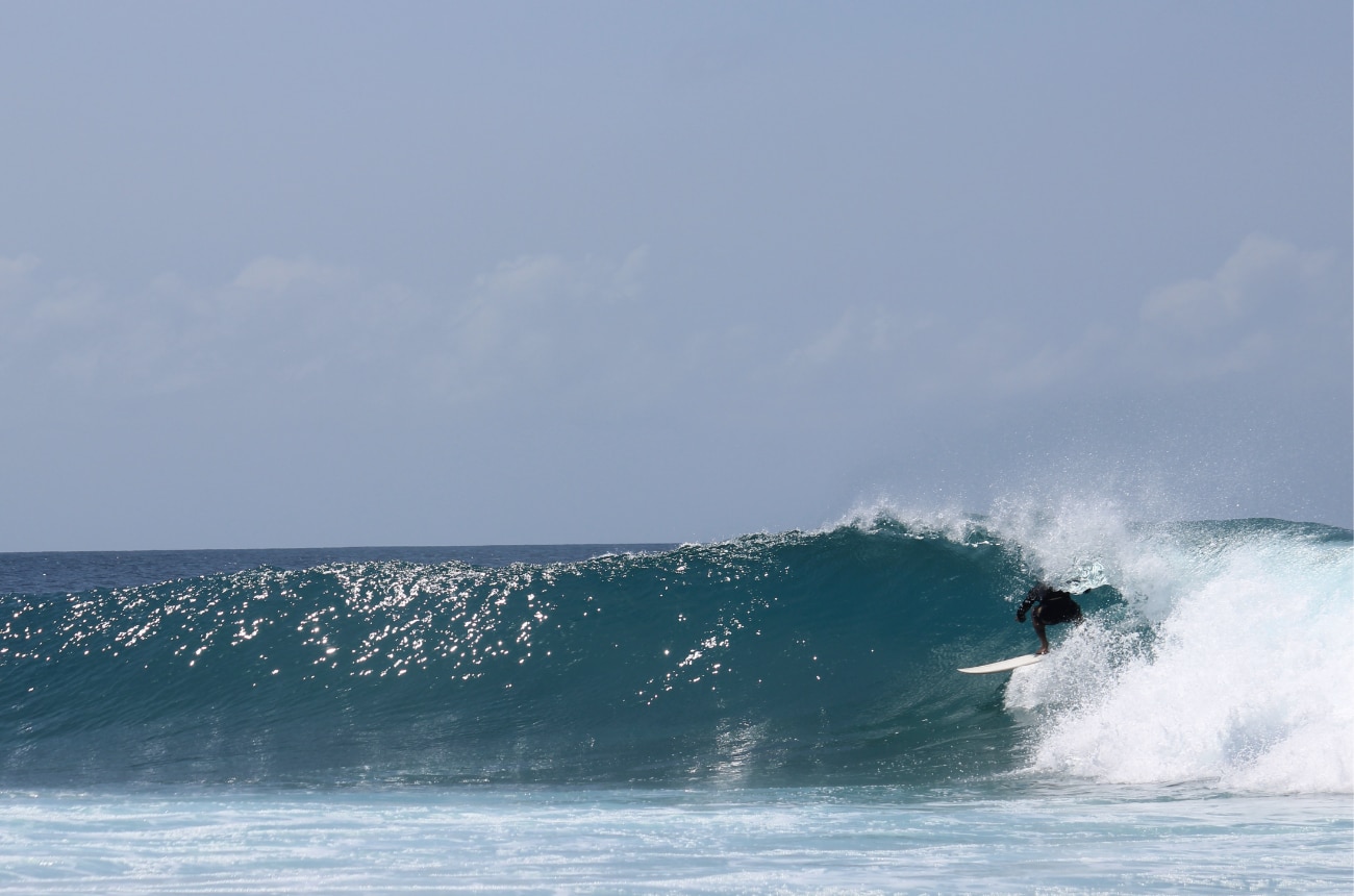 A perfect barreling wave in the maldives central atolls