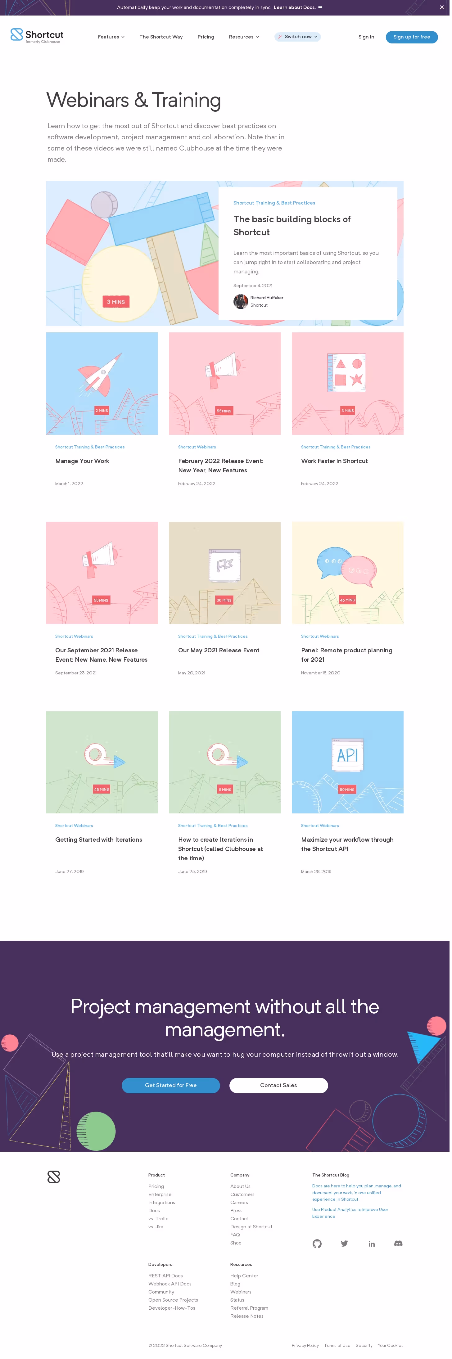 Shortcut lubhouse Webinars Page