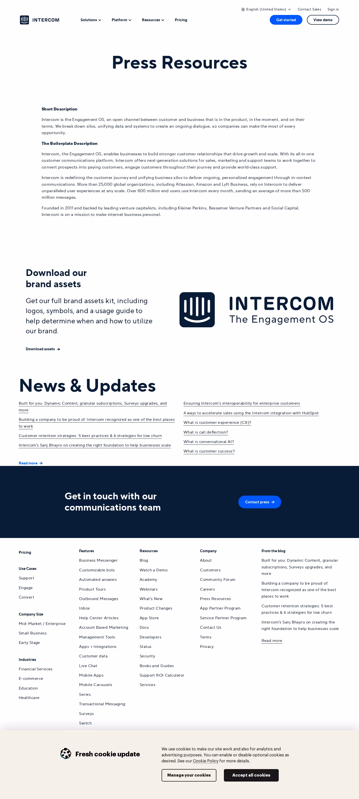 Intercom Press Page