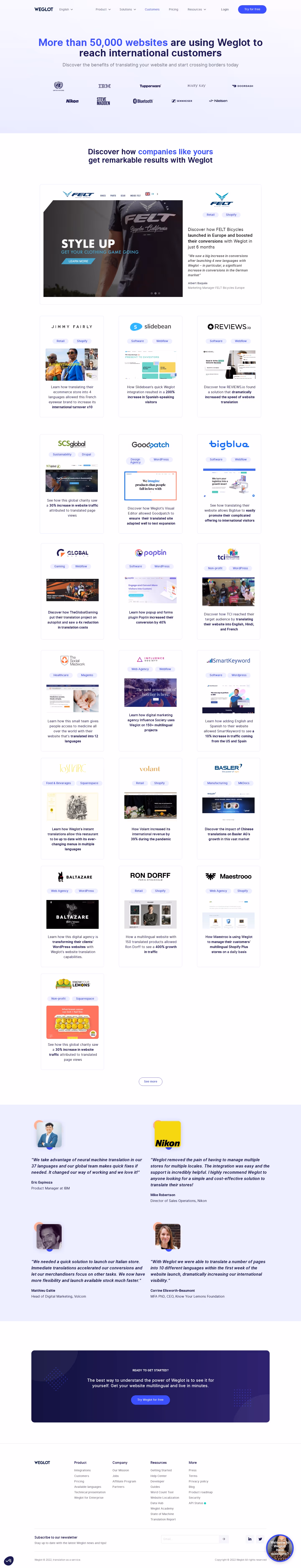 Weglot Customers Page