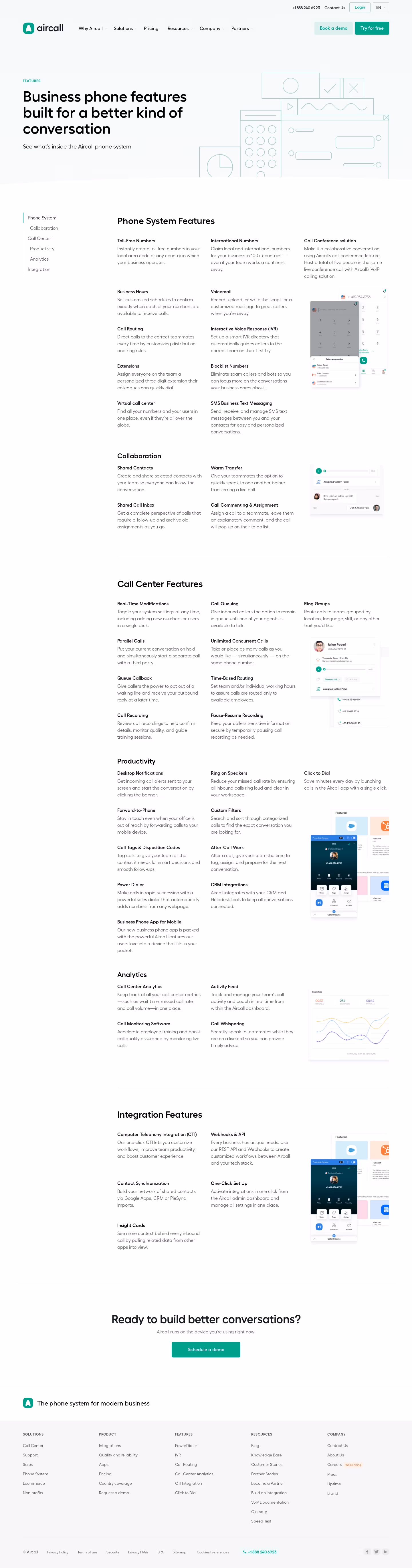 Aircall Features Page