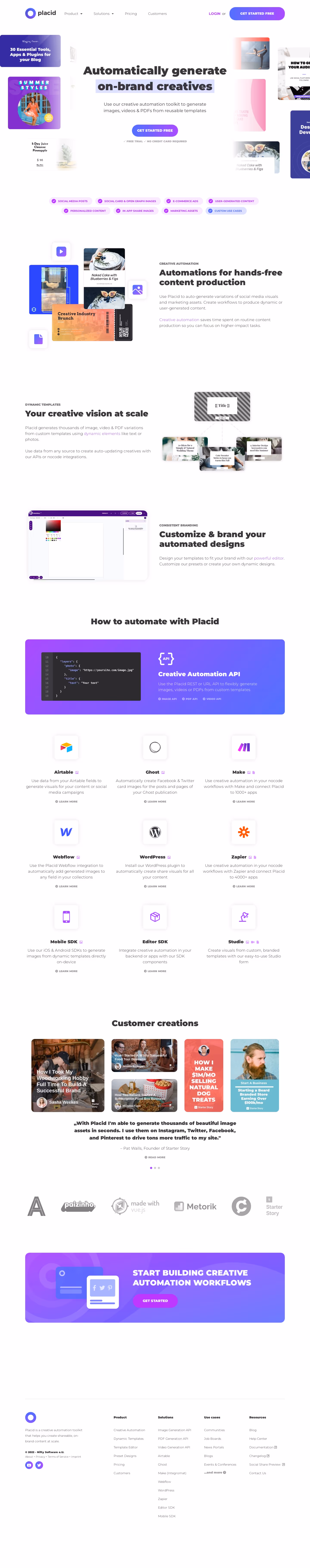 Placid Landing Page