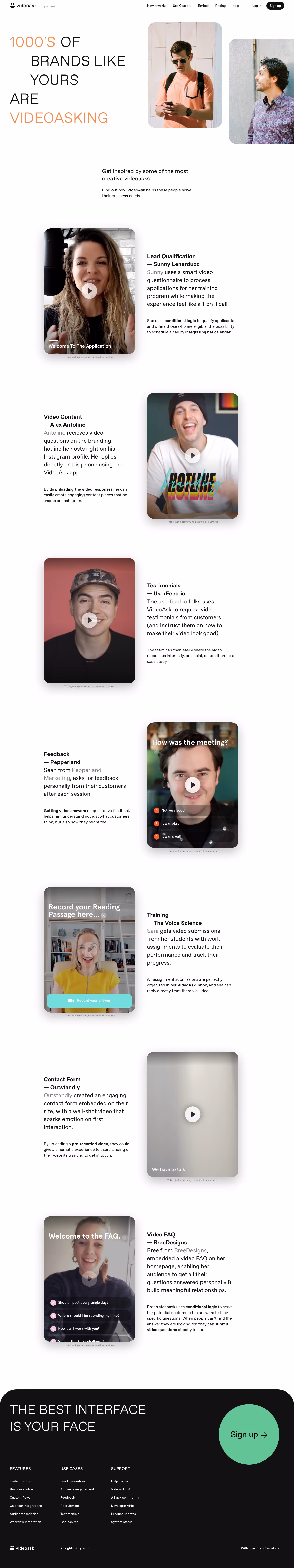 VideoAsk Use Cases Page