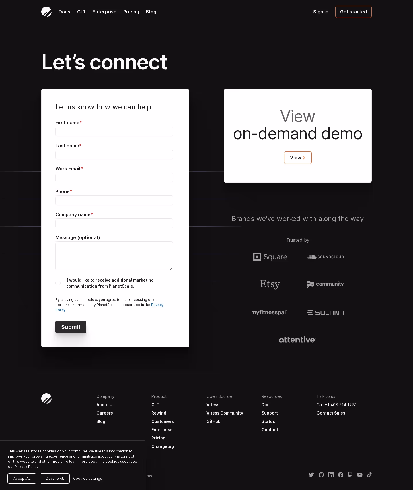 PlanetScale Demo Request