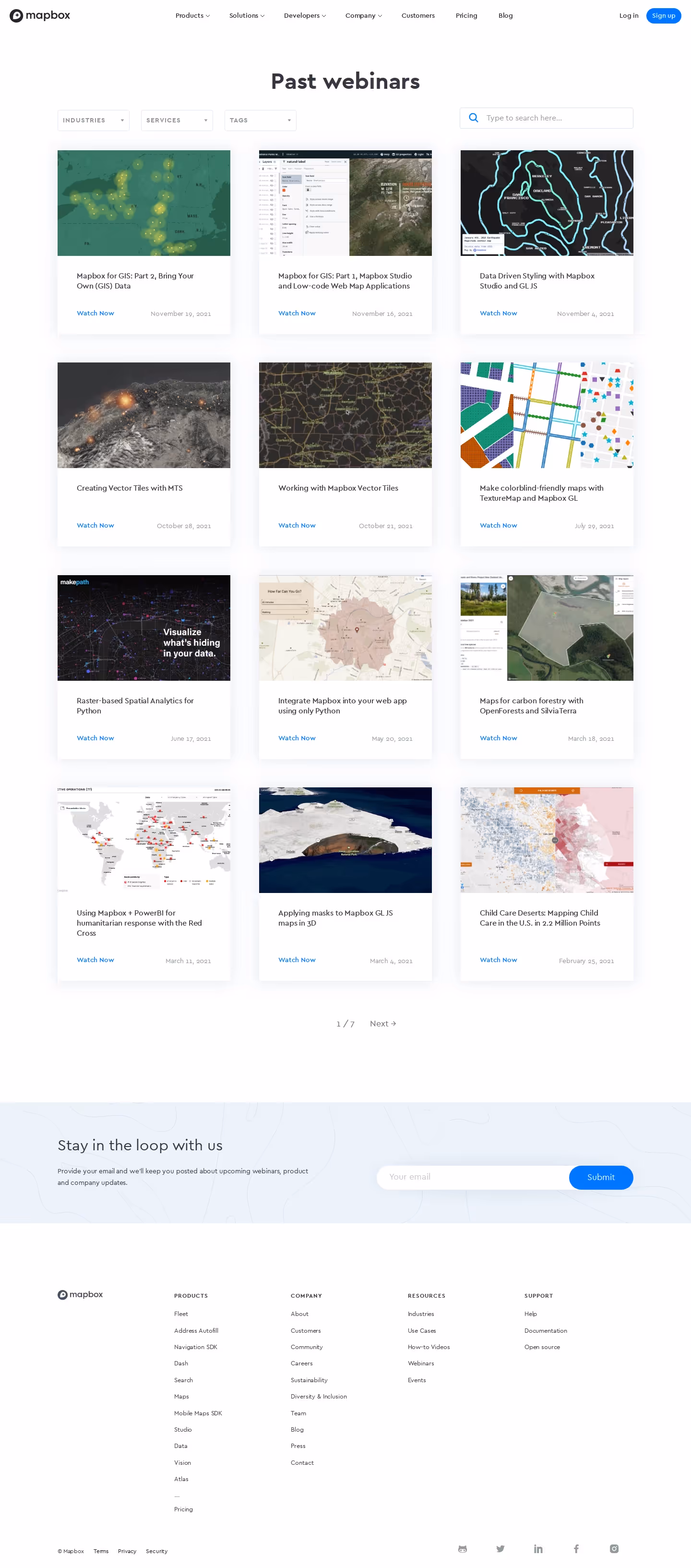 Mapbox Webinars Page