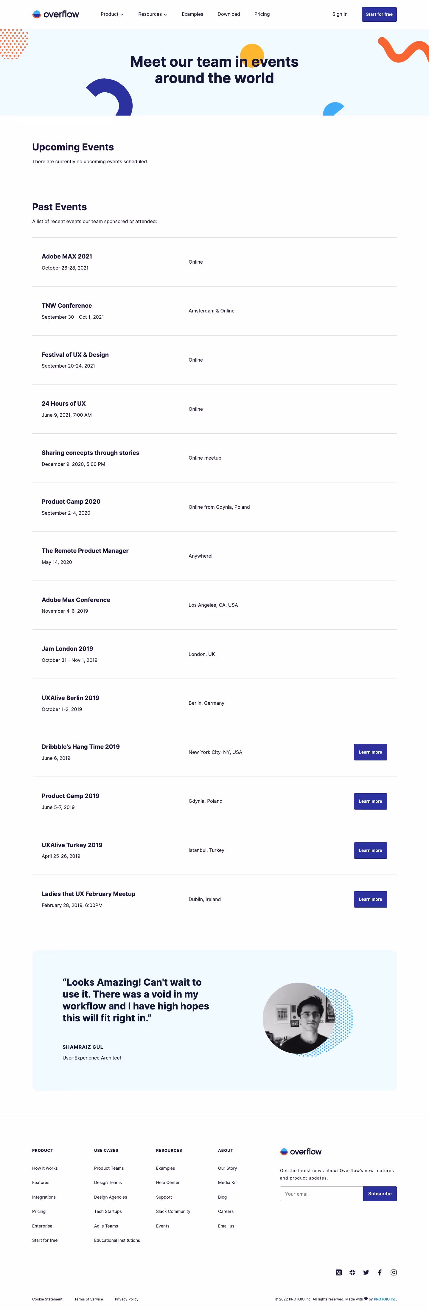 Overflow Events Page