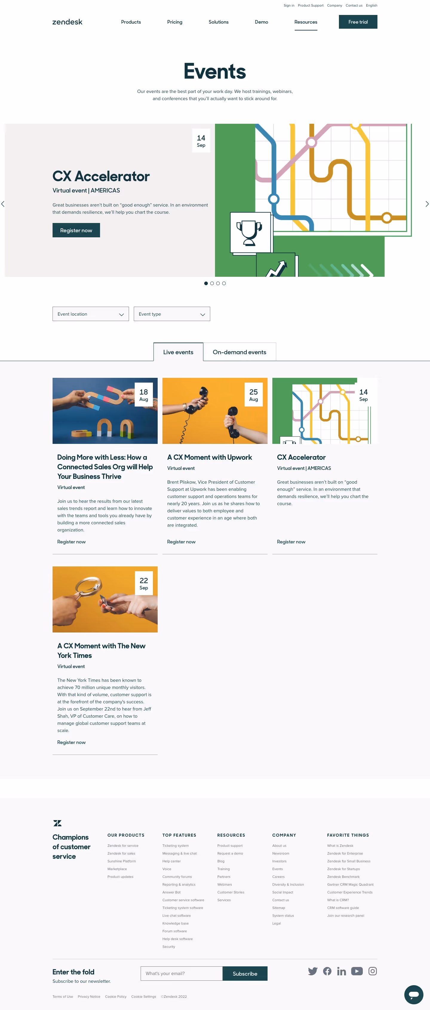 Zendesk Webinars Page