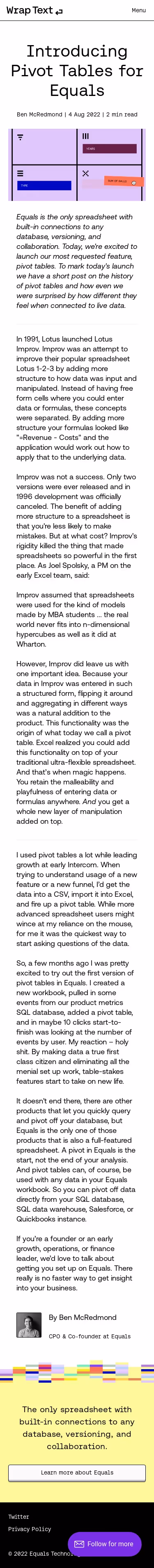 Equals Blog Template