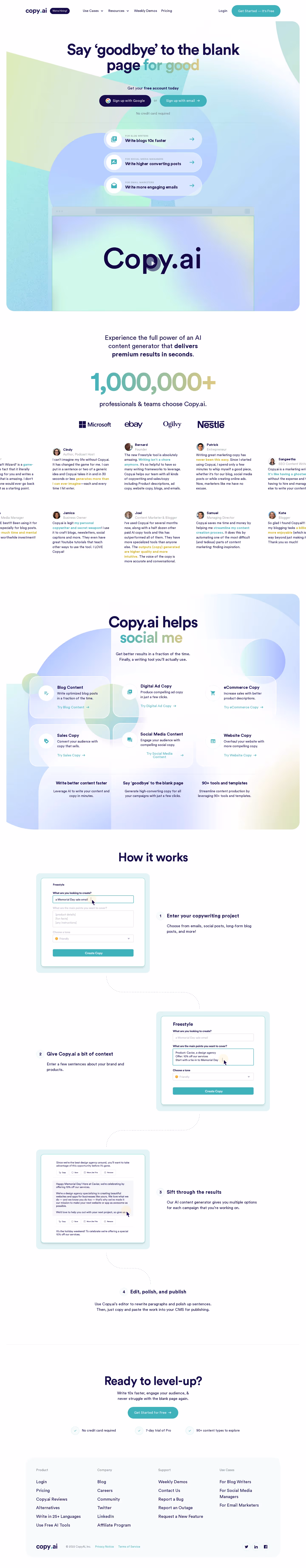Copy.ai Landing Page