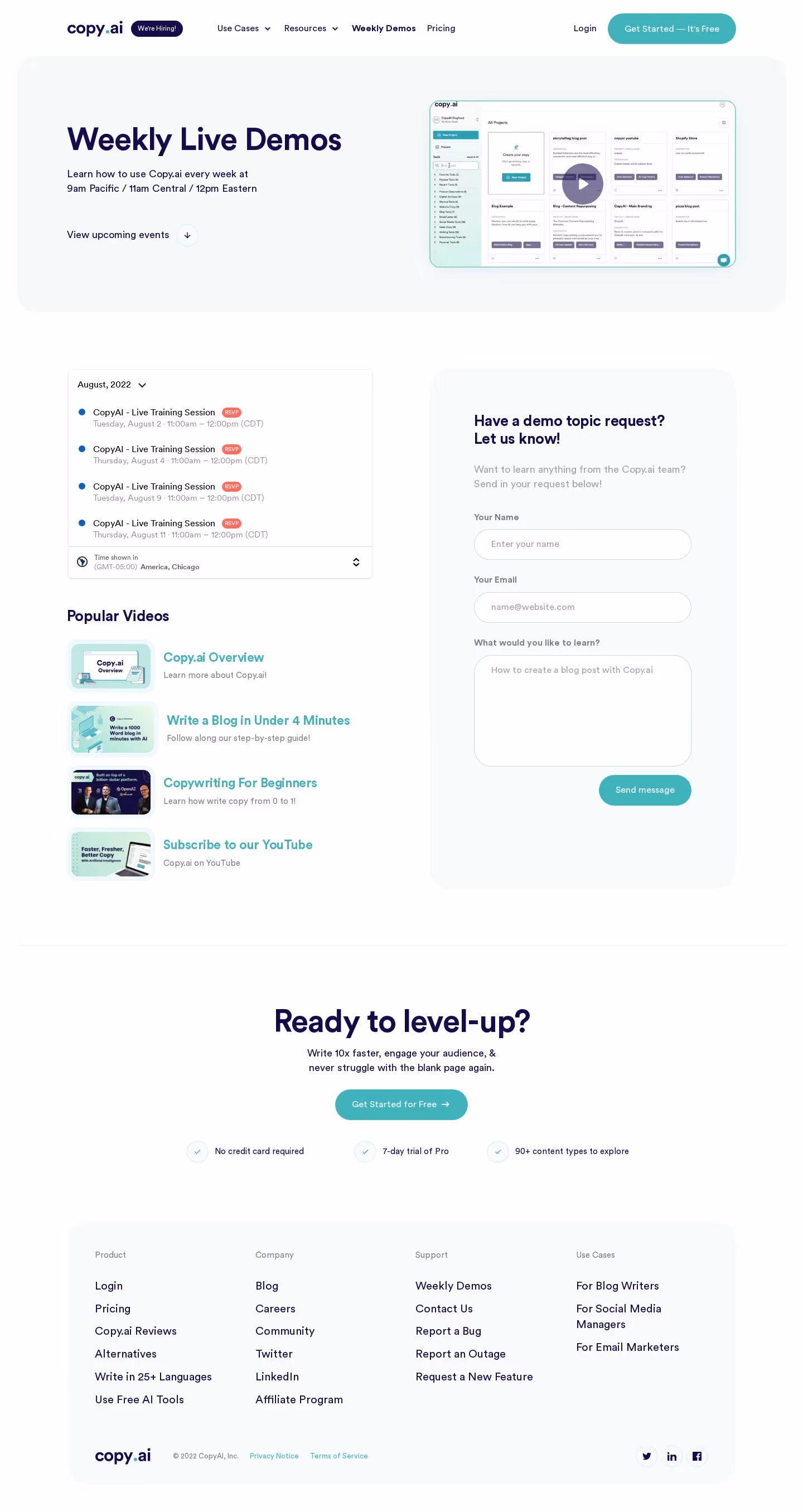 Copy.ai Demo Request