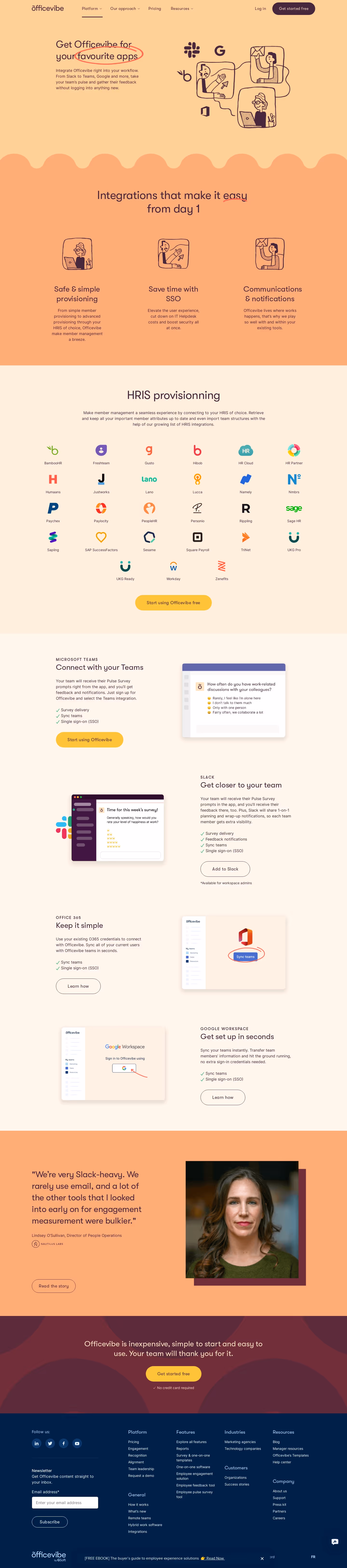 Officevibe Integrations Page
