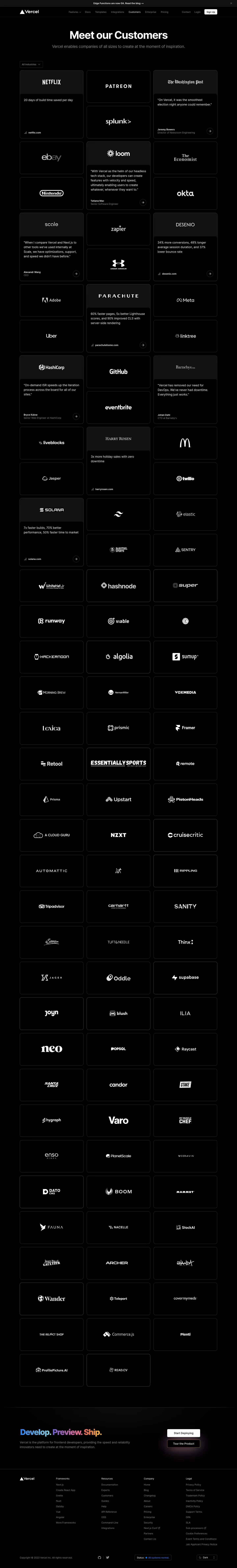 Vercel Customers Page