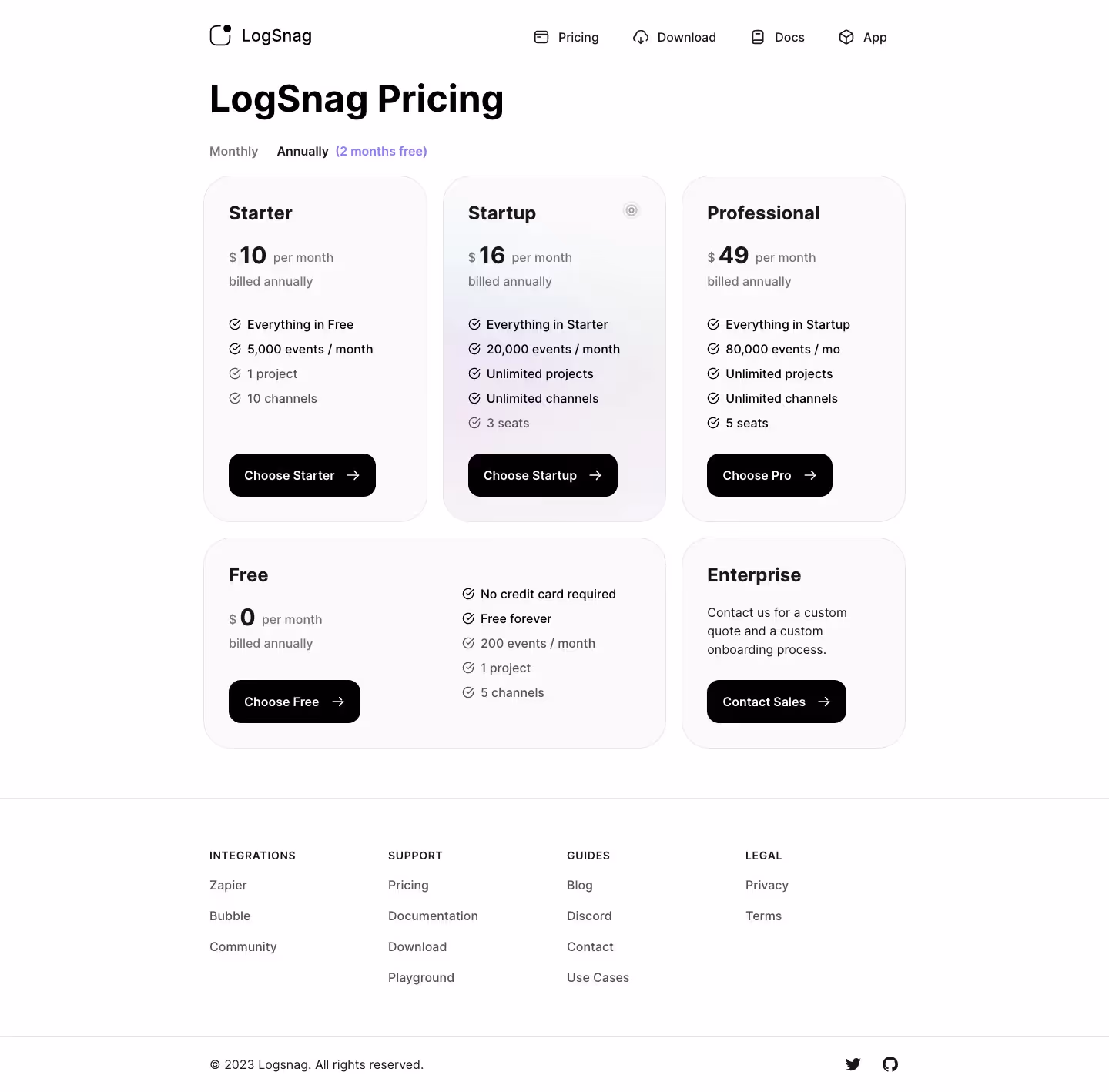 Logsnag Pricing Page